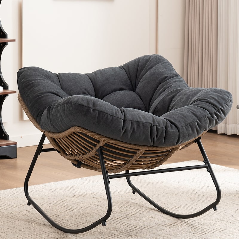 Rocking Chair, Chenille Upholstered Accent Chair, Modern Nursery Rocking Chair for Living Room, Bedroom, Apartment