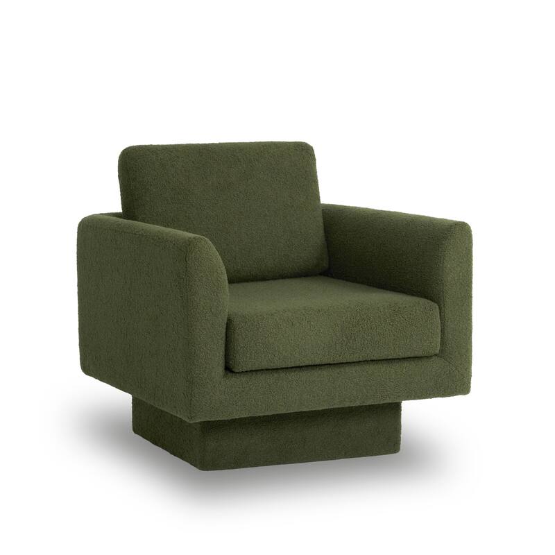 Boucle Swivel Chair with Thick Cushion