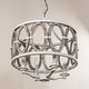 preview thumbnail 9 of 10, Farmhouse Distressed White 4-Light Wooden Drum Chandelier