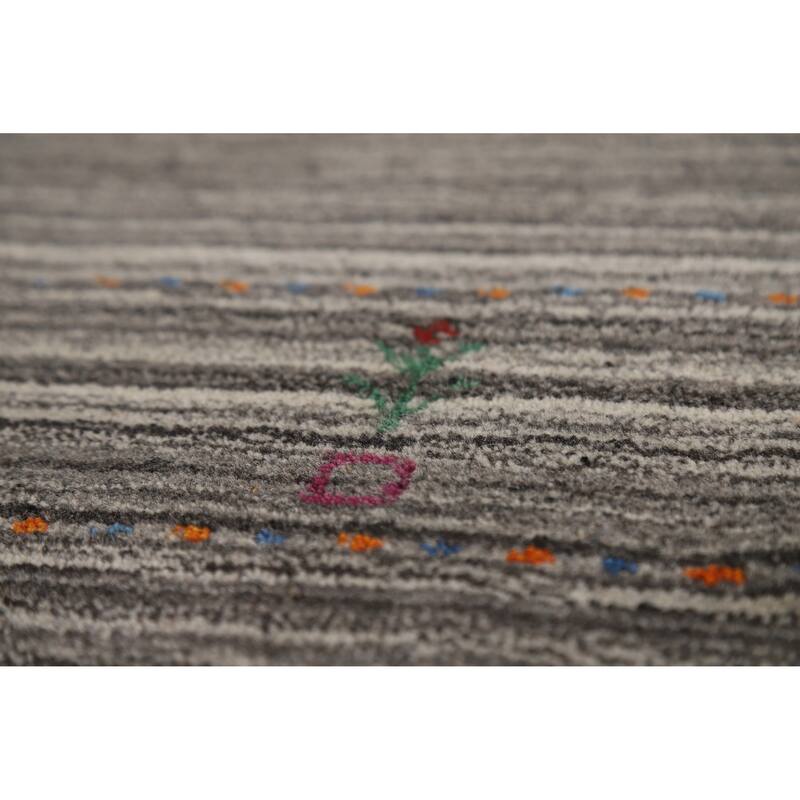 Hand Knotted Oriental 100% Wool Carpet Tribal Animal Pictorial Greys & Charcoal Gabbeh Area Rug - 7' 7'' X 5' 0''