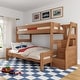 preview thumbnail 18 of 26, Max and Lily Modern Farmhouse Twin XL Over Queen Bunk Bed With Staircase Pecan Dip