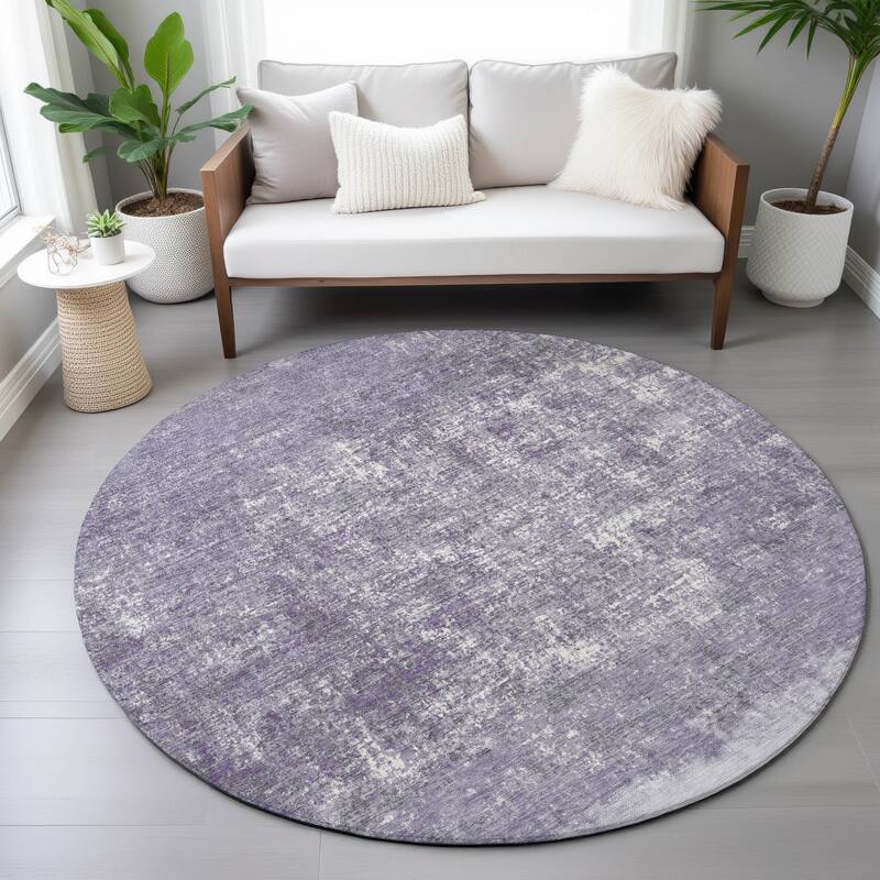 Machine Washable Indoor/Outdoor Border Ombre Chantille Rug