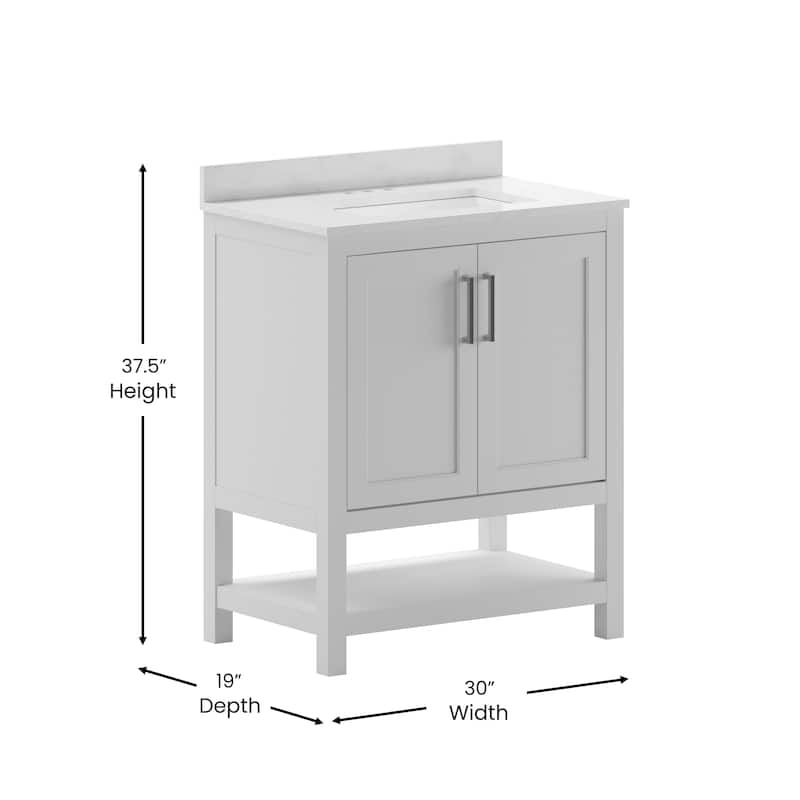 Bathroom Vanity with Undermount Sink and Open Storage Shelf