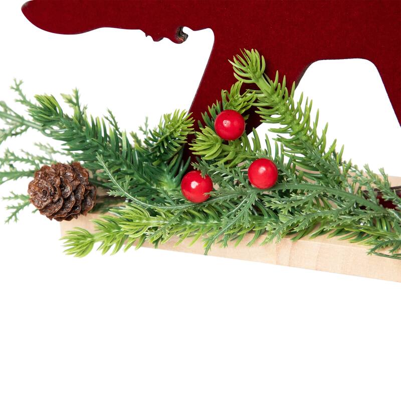 Bear and Jingle Bell Christmas Decoration - 10.25" - Red and Green