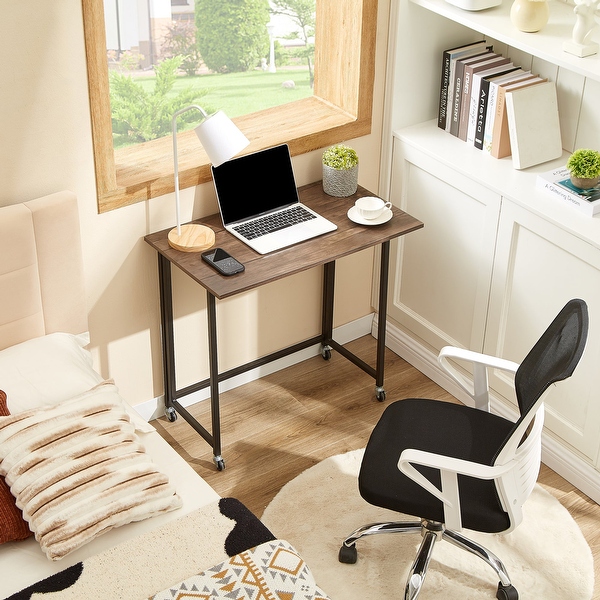 Javlerg Mobile Folding Computer Desk 31.5 No Assembly Rolling Writing Desk Space Saving Foldable Laptop Table for Home Office Bed Bath Beyond 42135624