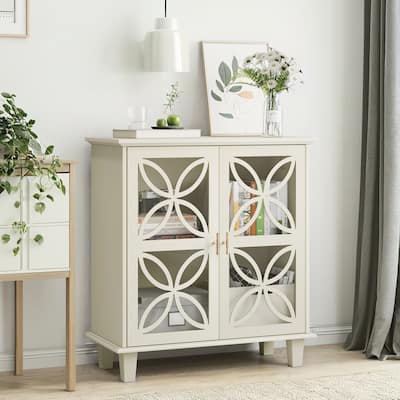 Sideboard Buffet Storage Cabinet With Tempered Glass Doors