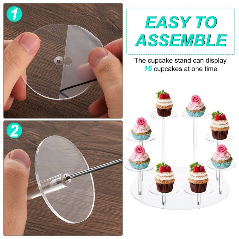 Acrylic Display Stand for Collectible Figures, 8 Tier Round Cupcake Stand Clear