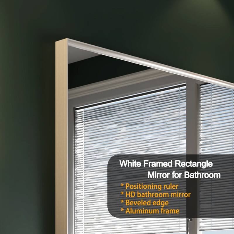 Glossy Black Rounded Corner Rectangle Bathroom Mirror