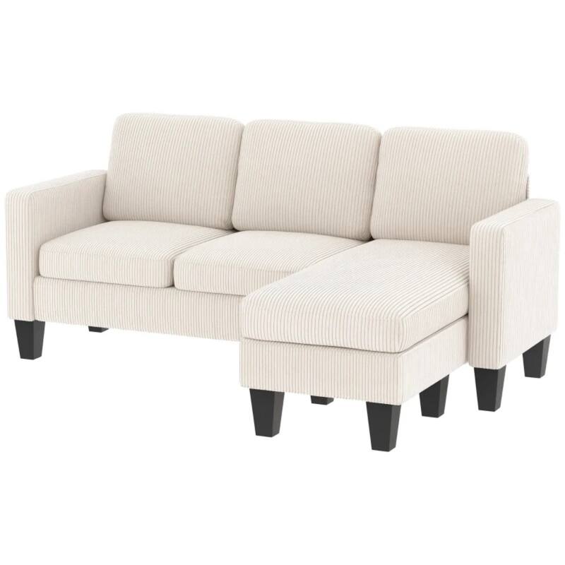 72.8" Modern L-Shaped Corduroy Sectional Sofa