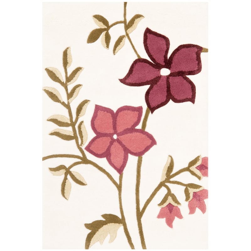 SAFAVIEH Handmade Capri Janika Modern Wool Rug - 2' x 3' - Ivory/Purple