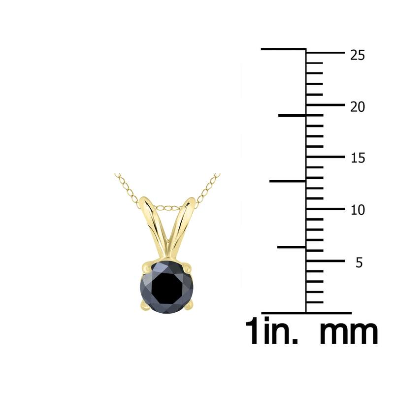Marquee 1/2 Carat Round Black Diamond Solitaire Pendant in 14K Yellow Gold