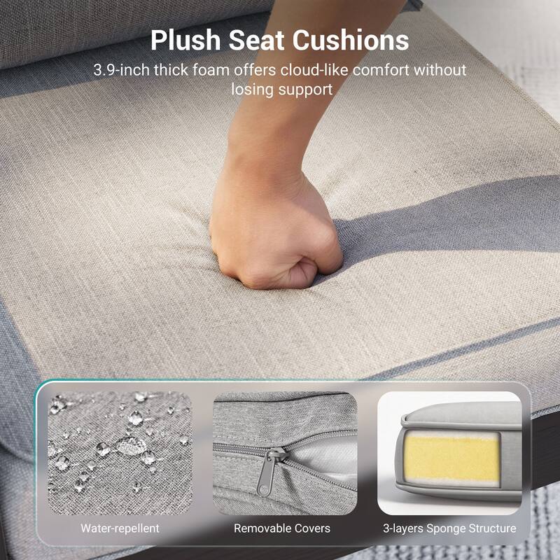 HIPS Outdoor Sofa Set with 3.9 Inch Cushions & Ottoman (Set of 5)