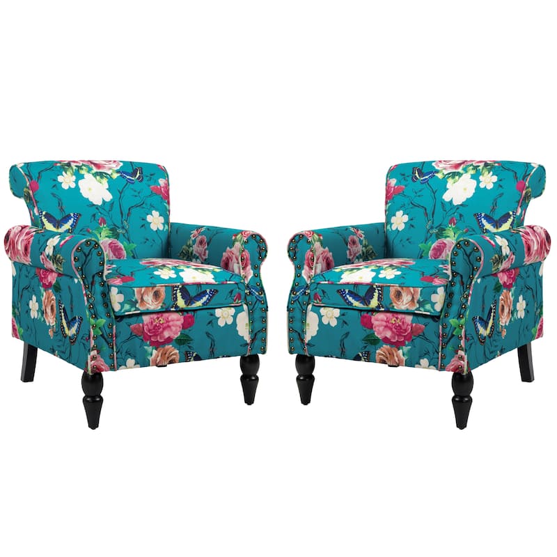 Mid-Century Modern Accent Chairs with Nailhead Trim