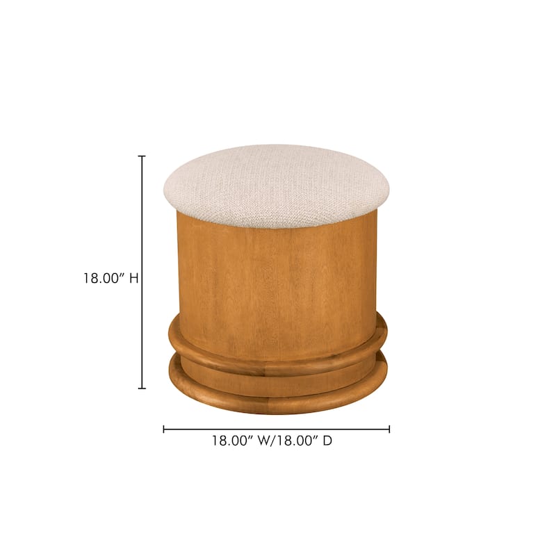 NADAAL STUDIOS Breyson Storage Stool, Mushroom-Inspired Silhouette, Solid Birch Base, Olive