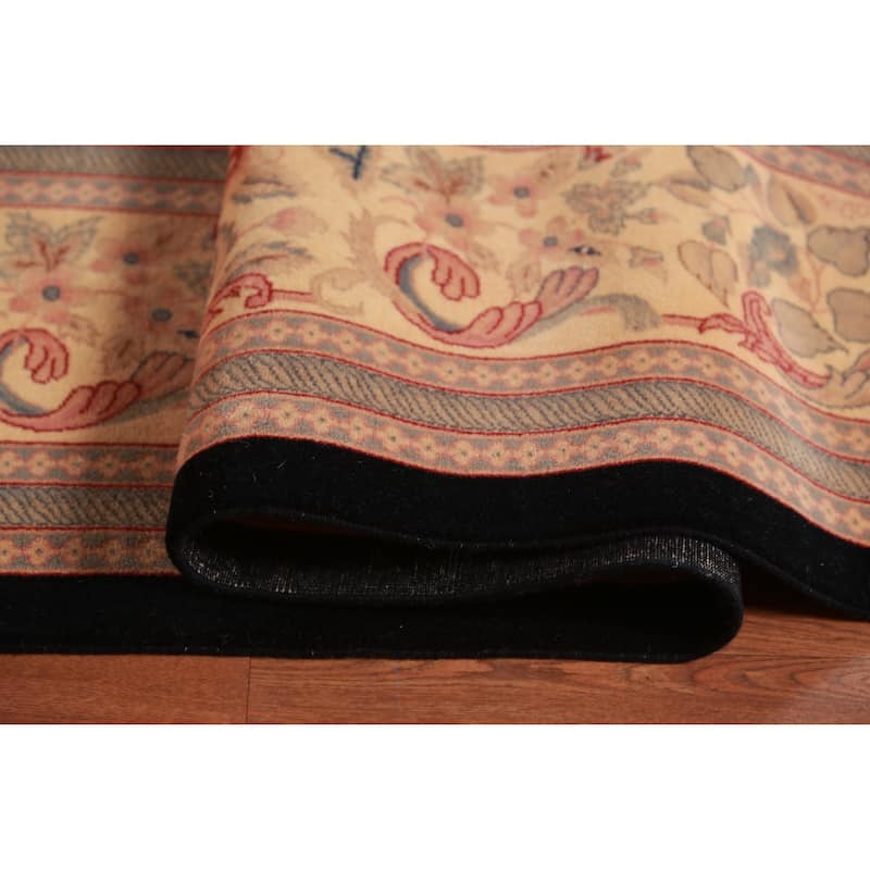 Hand Knotted Oriental 100% Wool Carpet Traditional All-Over Black Aubusson Area Rug - 17' 11'' X 11' 11''