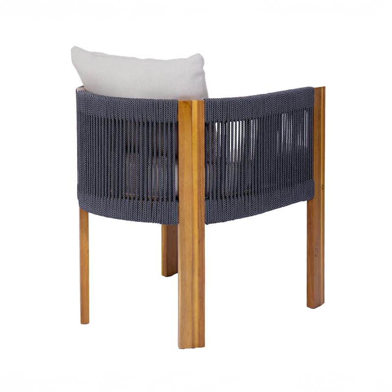 Christopher Knight Home - Aurelia Modern Acacia Wood Outdoor 9-Piece Dining Set with Woven Rope Back Chairs and Cushions