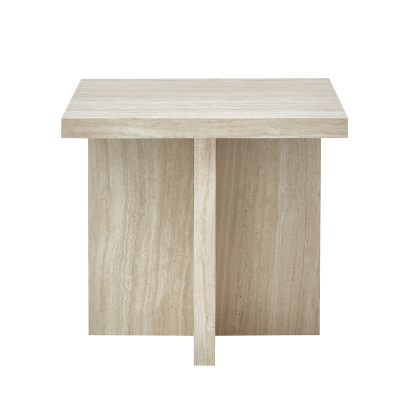Roundhill Furniture Cavira Modern Faux Marble Living Room End/Side Table