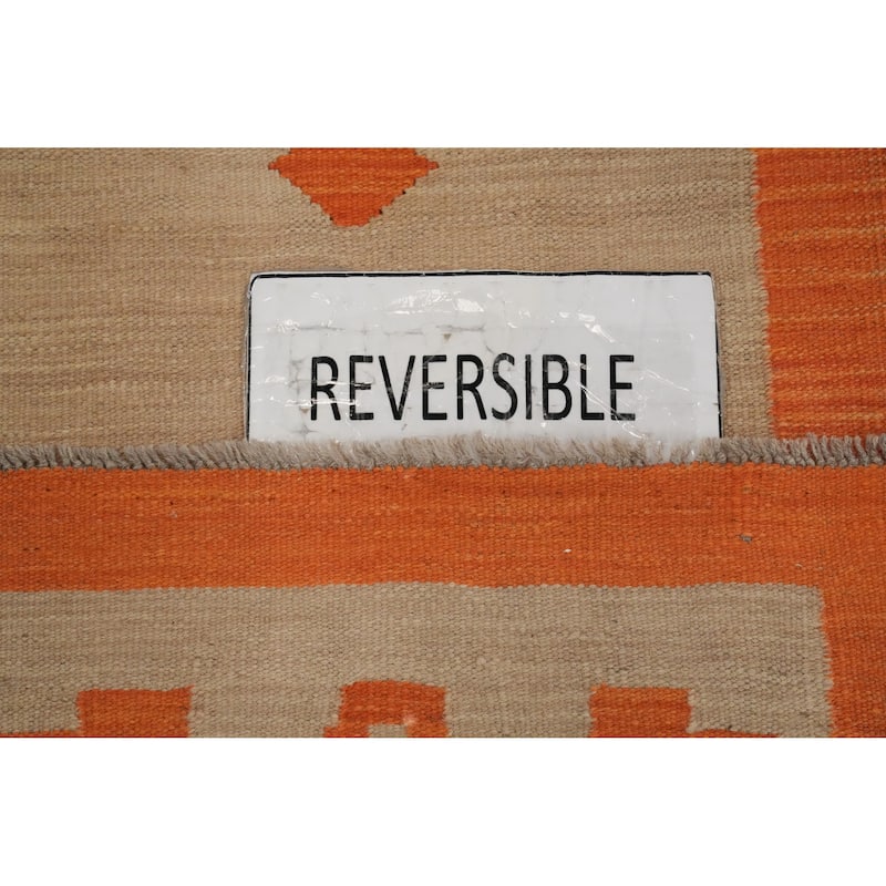 Hand Woven Oriental 100% Wool Carpet Southwestern Tribal Brown Kilim Runner Rug - 8' 2'' X 2' 0''