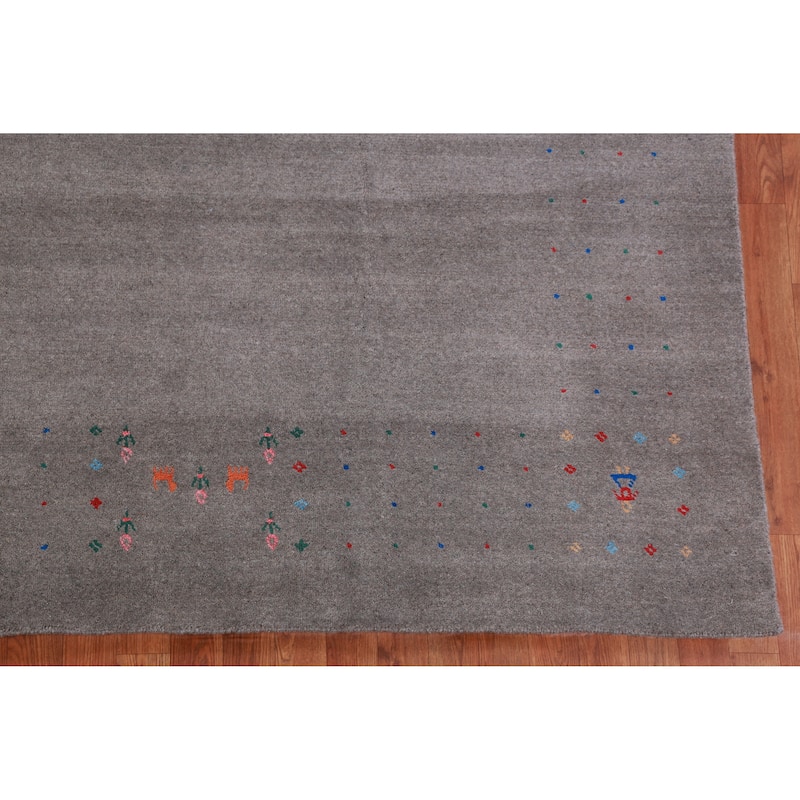 Hand Knotted Oriental 100% Wool Carpet Tribal Tribal Greys & Charcoal Gabbeh Area Rug - 12' 5'' X 9' 3''
