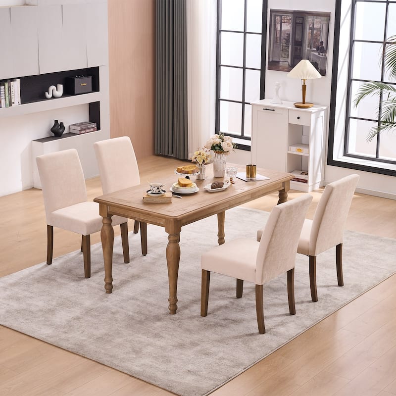Boucle Fabric Upholstered Dining Chairs (Set of 2)