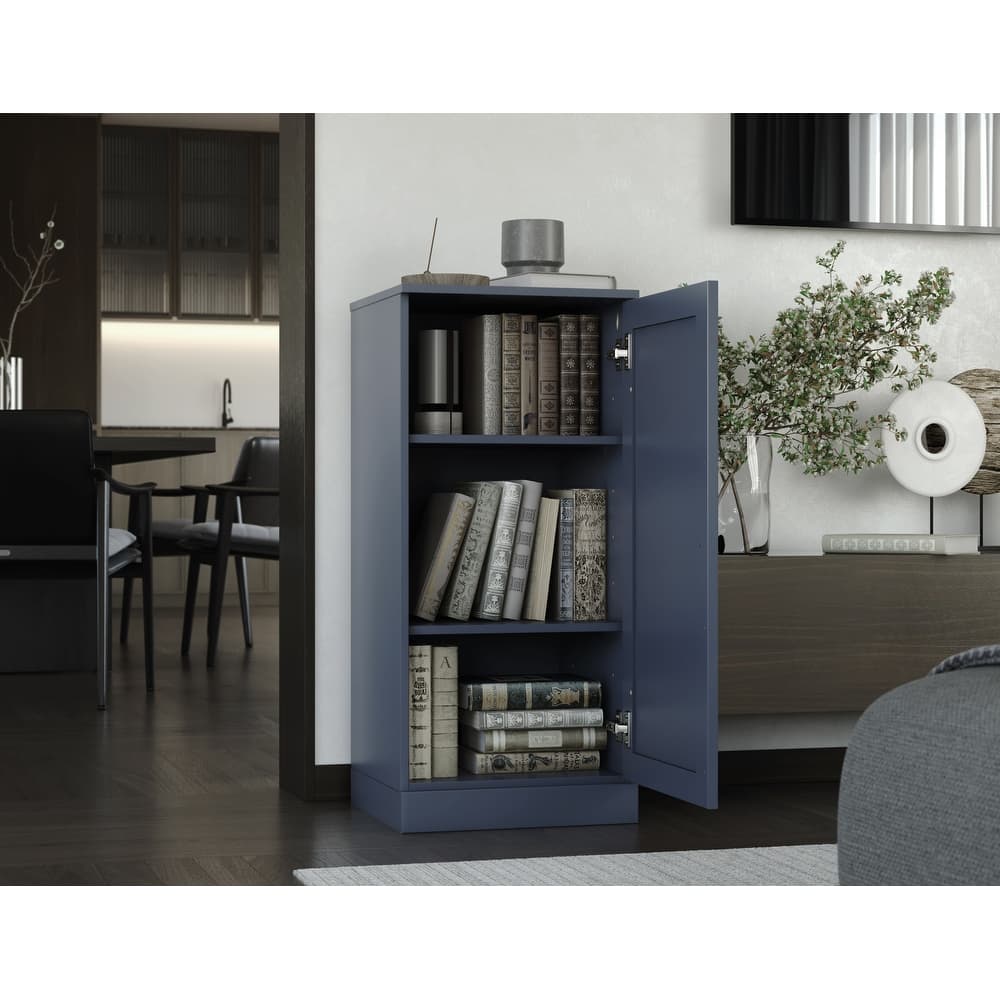 Palace Imports 100% Solid Wood 3-Shelf Bookcase with Shaker Door and Adjustable Shelves