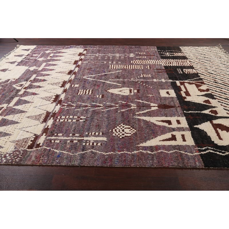 Tribal Geometric Oriental Moroccan Area Rug Hand-knotted Wool Carpet - 9'10" x 13'10"