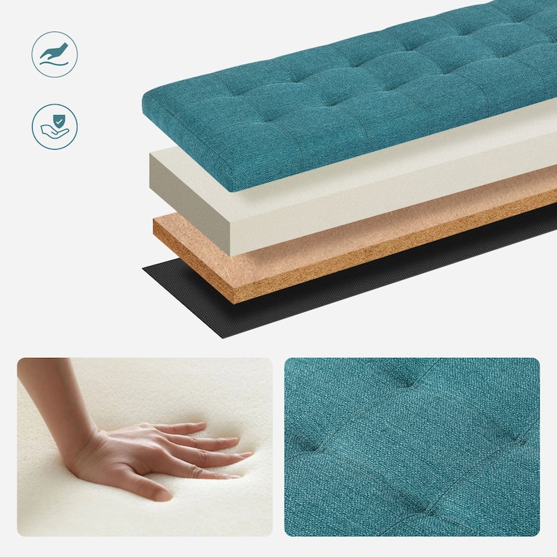 Adeco 50" Bonded Leather Storage Ottoman Bench