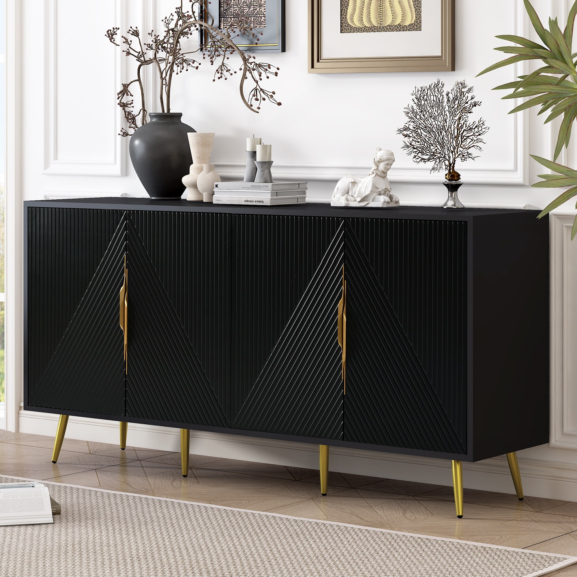 STOCK II SIDE BOARD 幅180cm JAYDEN CREATION Livius White Modern 60 in. Wide 3-Door