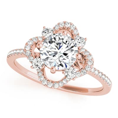 Auriya 14k Rose Gold Lab Grown Round Diamond Halo Engagement Ring 0.50 to 5.00 ct. tw. (F-G VS)