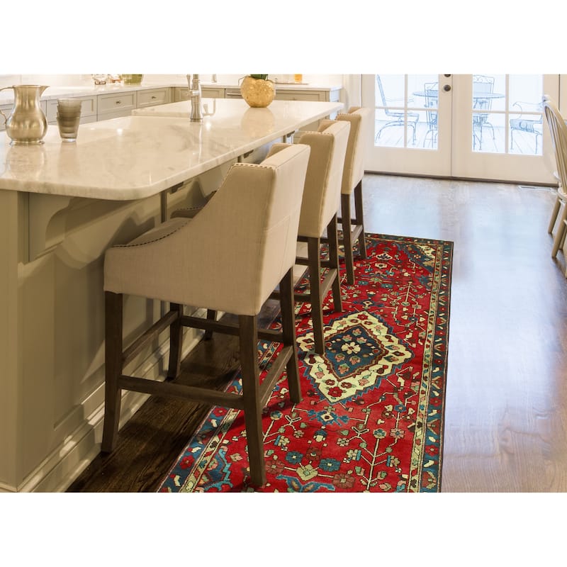 Fine Vintage Distressed Axl Red/Navy Runner - 3'0" x 9'1"
