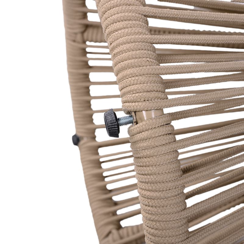 Scott Living - Nara Modern Outdoor Acacia Wood and Woven Rope Sculptural Side Table, Set of 2 - 32.28"L