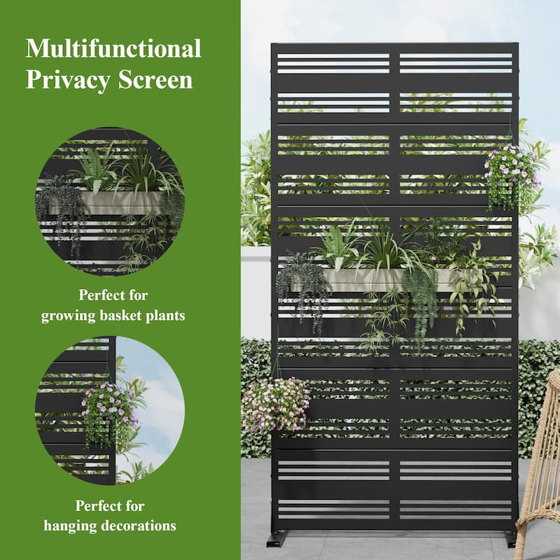 Dovelina 6ft.Outdoor Freestanding Metal Privacy Screen Decorative Garden Fence - 72"x35"