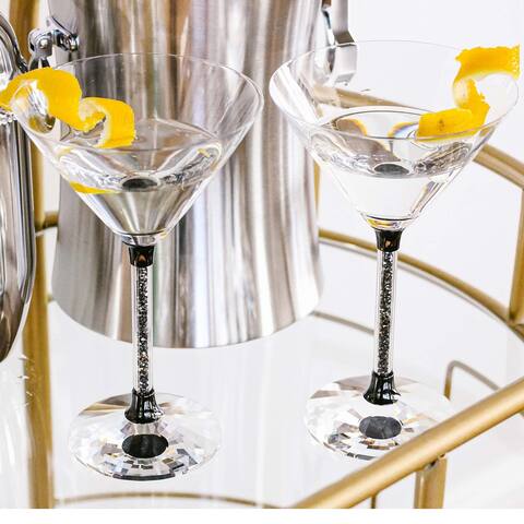Sparkles Home Rhinestone Martini Glasses with Crystal-Filled Stems