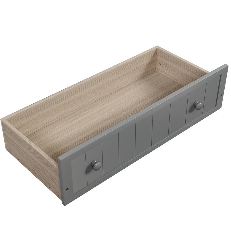 Classic Twin Size Daybed Storage Platform Bed with 2 Drawers, Armrest and Arched Backrest, Sofa Bed for Bedroom Living Room