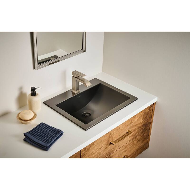 Ruvati Decora Single Handle Square Stacked Short Bathroom Faucet in Brushed Nickel - RVF5132BN - 7'6" x 9'6"