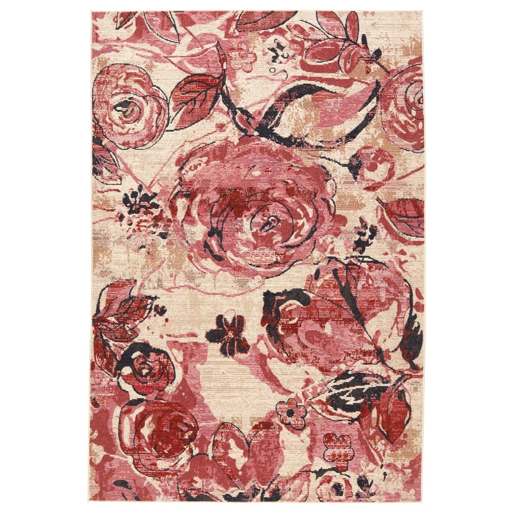 Hermione Indoor/ Outdoor Floral Pink/ Beige Area Rug