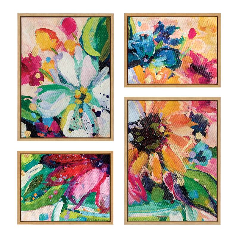 Kate and Laurel Sylvie Wild Growth Canvas Set by Rachel Christopoulos - 4 Piece Set