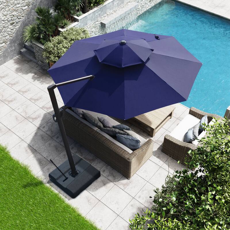 Pellebant 11.5FT Outdoor Round Cantilever Umbrella With Double Top