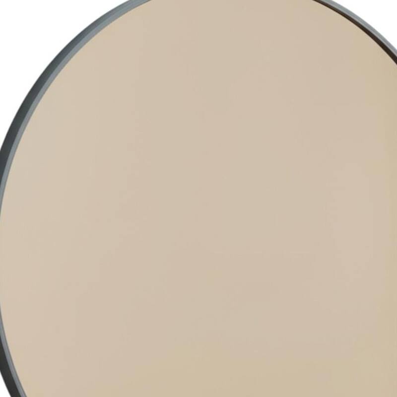 HomeRoots 20" Black Metal Round Framed Bathroom Vanity Mirror - 20.00 in. x 20.00 in. x 1.30 in.
