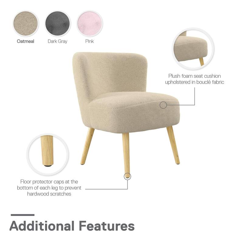 Avenue Greene Eden Boucle Kids Accent Chair with Natural Legs