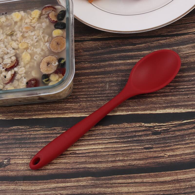 Silicone Dinner Spoon Table Spoon Dessert Spoon Utensils - Red - 7.9" x 1.8"(L*W)