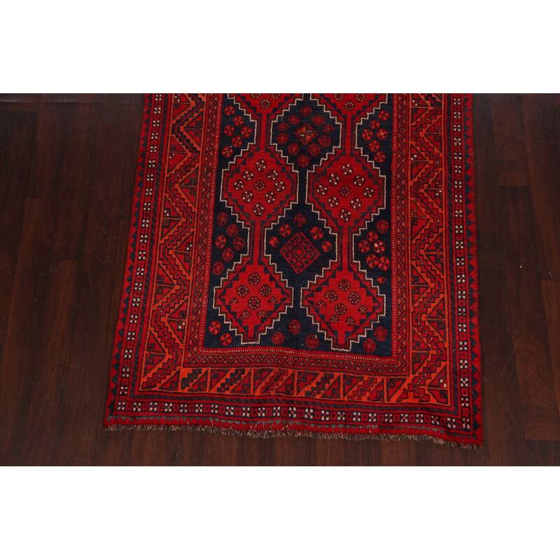 Tribal Geometric Qashqai Persian Area Rug Hand-knotted Wool Carpet - 4'6" x 9'11"