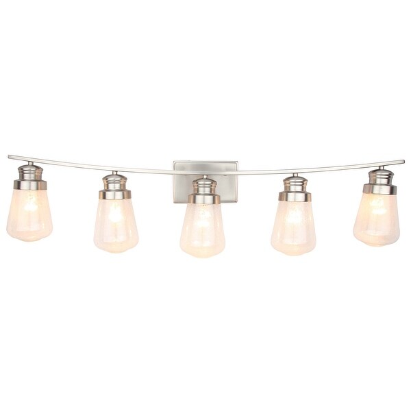 5 Light Vanity lighting in Brushed Nickel Finish. Opens flyout.