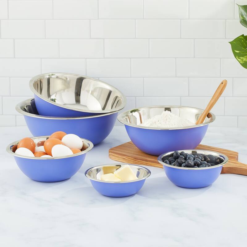 JoyJolt Stainless Steel Food Kitchen Mixing Bowl - Set of 6 - .5QT .75QT 1.5 QT 3QT 4QT 5QT