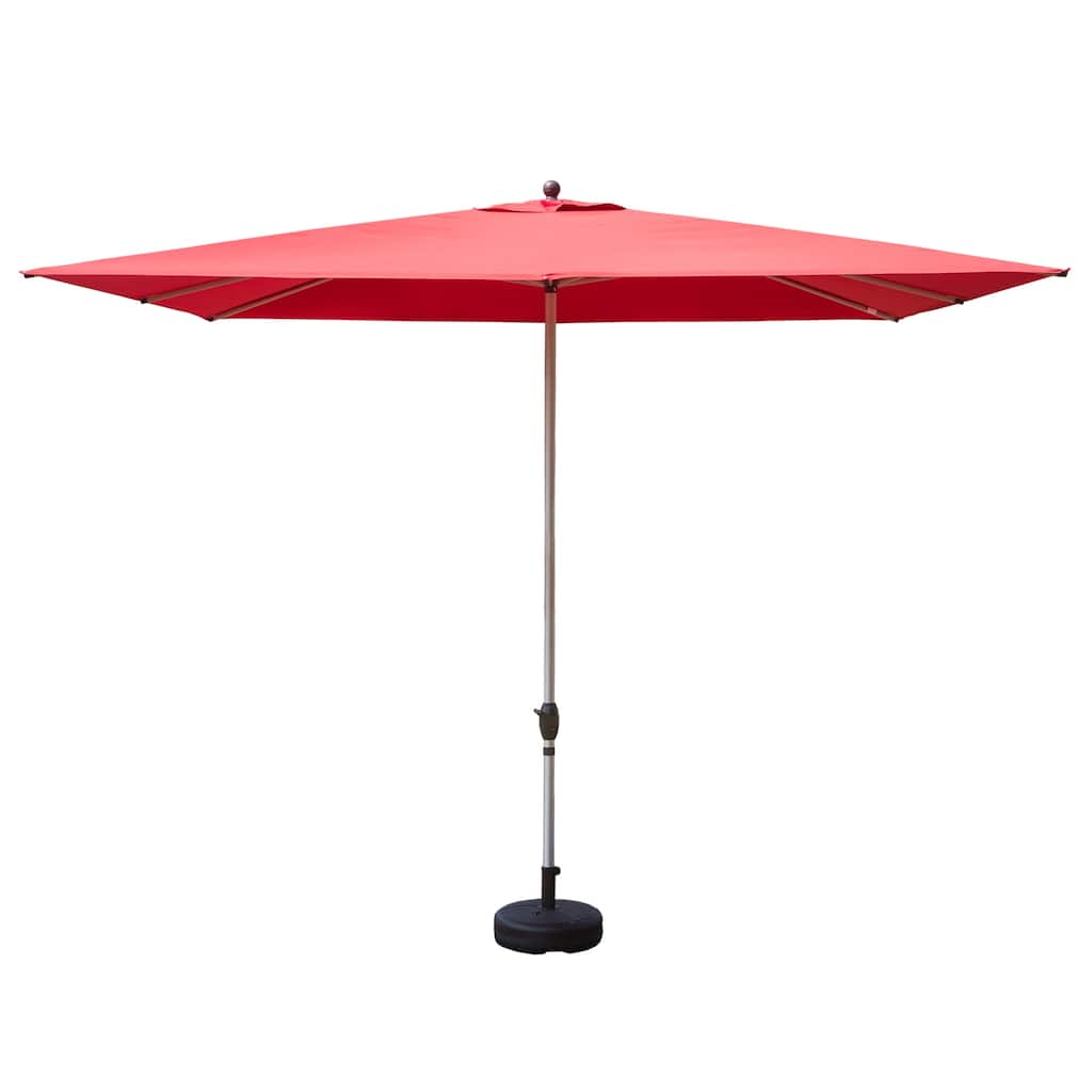 Red Crank Lift Patio Umbrella with Wind Vent, Durable Aluminum Frame, UV-Resistant Polyester Fabric