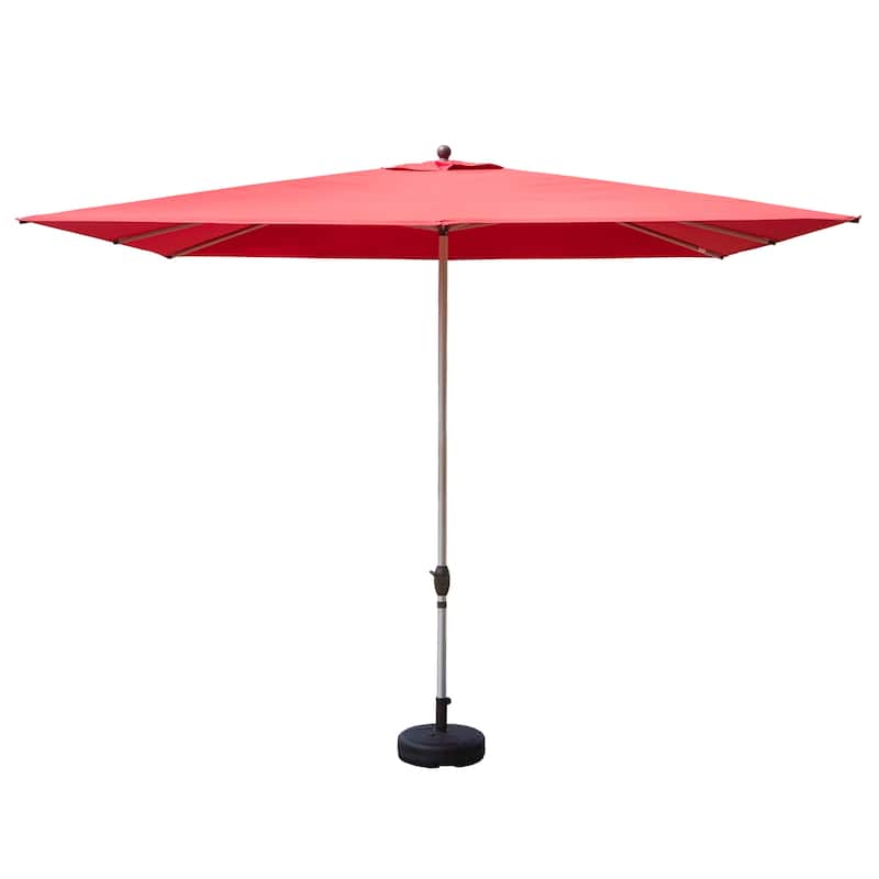 Red Crank Lift Patio Umbrella with Wind Vent, Durable Aluminum Frame, UV-Resistant Polyester Fabric - Red