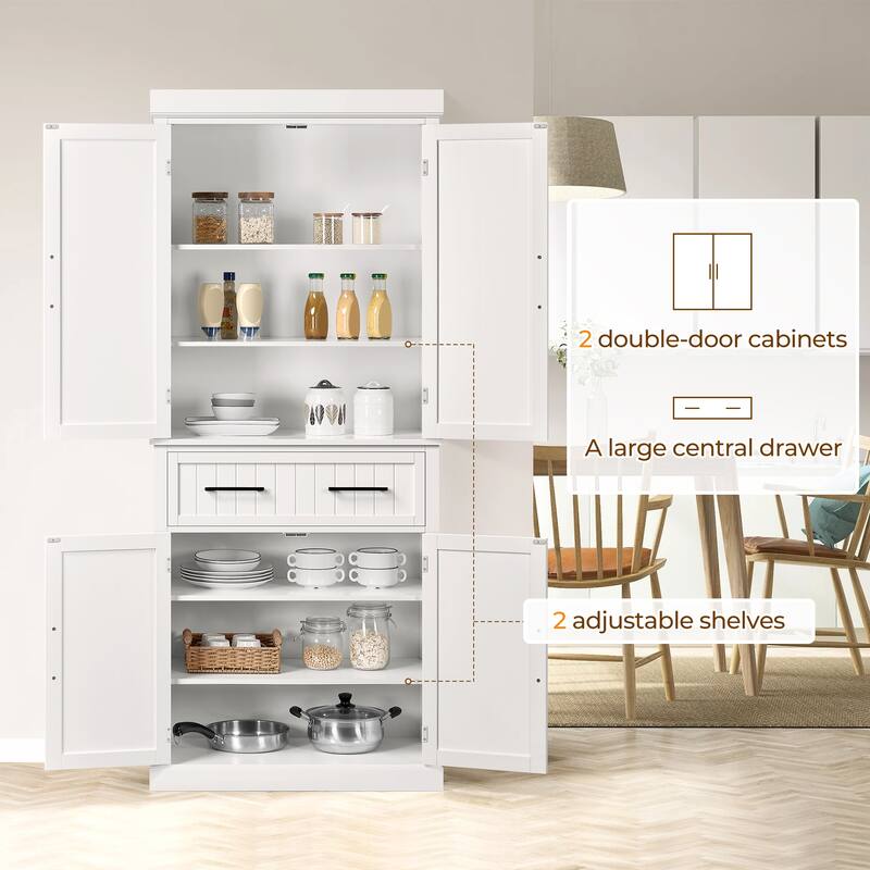 Yaheetech Wooden Kitchen Pantry Storage Cabinet with Doors and Shelves
