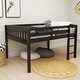 preview thumbnail 2 of 5, Space Saver Full Size Kids Loft Bed with Stairs and Storage - Cappuccino