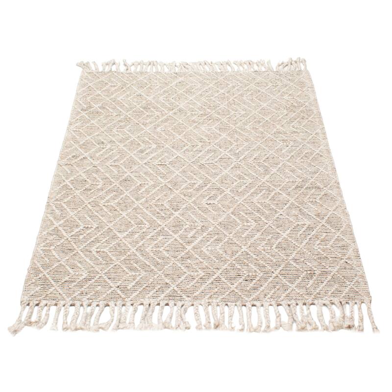 ECARPETGALLERY Braid weave Sienna Cream Wool Rug - 5'1 x 6'11