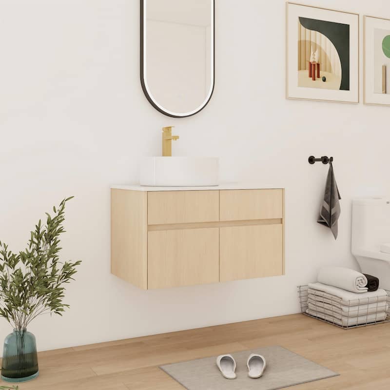 Bathroom Vanity With Sink In 32 Inch, Floating Bathroom Vanity With 2 Soft Close Doors And Drawer